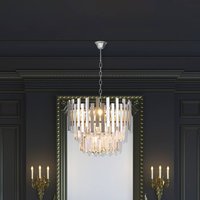 Eko-Light Aspen hanging light, metal, chrome-coloured glass crystals, height 30 cm