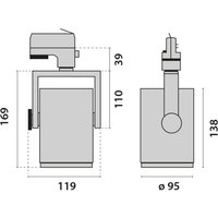 Performance in Lighting AS425 3-circuit track spotlight white cool white