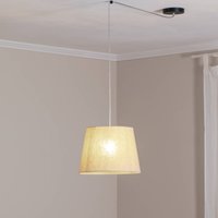 EMIBIG LIGHTING Ascot pendellampa, beige, Ø 38 cm, tyg, decentraliserad