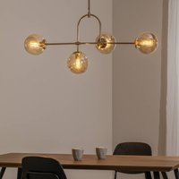 Lucea Portemo hänglampa, mässing, längd 109 cm, 4 lampor, glas
