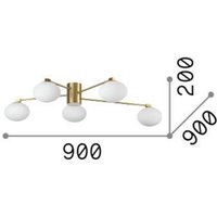 Ideallux Ideal Lux Hermes taklampa, vit, 90 cm, 5 lampor, glas