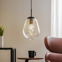 Euluna Suspension Pear S avec abat-jour en verre, noir