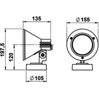 Albert Leuchten Wall spotlight 643 W, white, IP54, E27, aluminium, swivelling