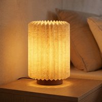 Lindby Maveo table lamp, height 30 cm, walnut/linen, E27