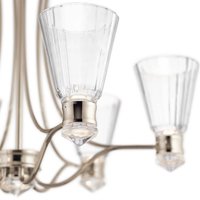 Quintiesse Suspension LED Kayva, IP44, à 6 lampes, nickel poli