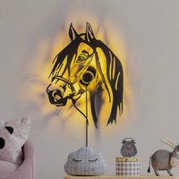 Opviq Vägglampa Horse, svart, metall, 57 x 41 cm, stickkontakt