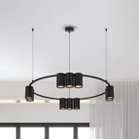 Eko-Light Genesis pendant light, aluminium, black, 10 x GU10, Ø 60 cm