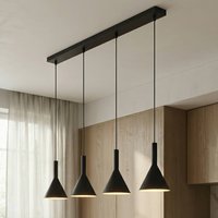 Arcchio hänglampa Tadej, 4 lampor, svart-vit, metall, E27