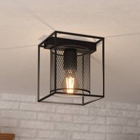 EGLO Catterick ceiling light, black, cage lampshade