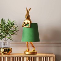 KARE bordslampa Animal Rabbit, guld/grön, 68 cm, E14