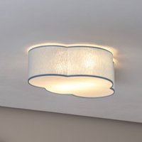 TK Lighting Plafonnier Cloud, bleu, 43 cm de long, textile, nuage, E27