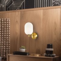 Eko-Light Vägglampa Alias, metall guldfärgad, opalglas, 1 lampa