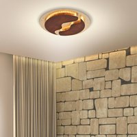 Paul Neuhaus LED-taklampa Nevis, rund, Ø 50 cm, brun-guld