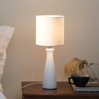 Markslöjd bordslampa Birillo, vit, textil/keramik, E14