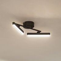 Lindby LED-taklampa Eldrin, 2 lampor, svart, ljuslist