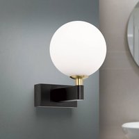 ORION Mara wall light, black, glass, 17.5 cm high, G9, IP44