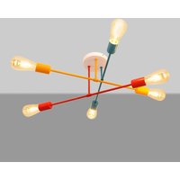 HELam Plafonnier Cambridge, x6, orange-rouge-turquoise