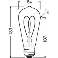OSRAM LED Vintage ST64 E27 7,2W 927 Heart Filament clear dimmable