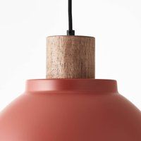 Brilliant Erena pendant light, wooden detail, red
