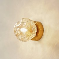 Lindby vägglampa Piatra, bärnsten/mässing, glas, Ø 16 cm, G9