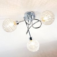 Lindby taklampa Ticino, Ø 40 cm, krom, glas, metall