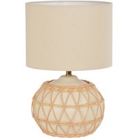 Tischlampe Cyclades, elfenbein/beige, 35 cm, Leinen/Keramik