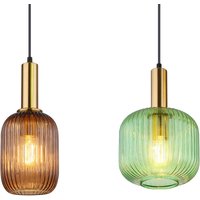 Globo Normy pendellampa, längd 115 cm, färgad, glas, 4 lampor.