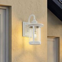 Lindby Zayn outdoor wall light, white, glass, height 33 cm, IP23