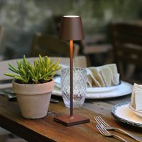 Zafferano LED rechargeable table lamp Poldina micro, rust brown, IP65