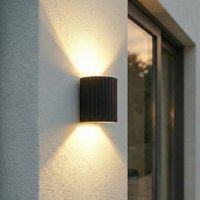 Lindby LED-utomhusvägglampa Ralino, svart, 2 lampor, IP65