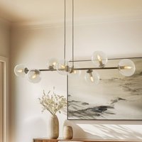 EMIBIG LIGHTING Hänglampa Glassy, 8 lampor, svart, klar, glas, E14