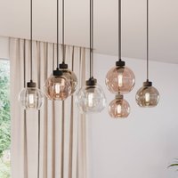 TK Lighting Cubus pendant light, 68 cm, 8-bulb, clear/honey/brown, glass