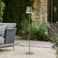 Lindby LED solcellsgolvlampa Hilario, grön, järn, uppladdningsbart batteri