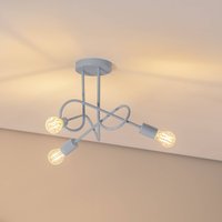 HELam Plafonnier Oxford, Ø 44 cm, bleu clair, métal, à 3 lampes