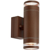 Markslöjd LED-utomhusvägglampa Luno, brun, 2 lampor, IP65, dimbar.