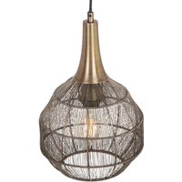 Trio Lighting Soraya hänglampa, Ø 26 cm, metall, antik mässing, sfärisk form