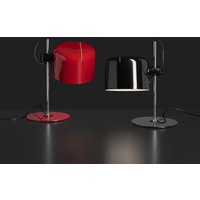Oluce Coupé table lamp, red/chrome, metal, height 45 cm, E27