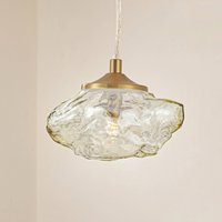 Lindby pendant light Piatra, amber/brass, glass, Ø 16 cm, G9