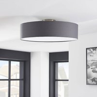 Lindby taklampa Sebatin, Ø 50 cm, grå, tyg, E27
