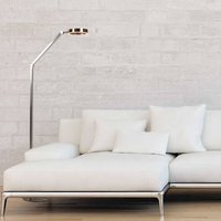 Steinhauer Ringlux LED floor lamp, steel-coloured, metal, 2,700 K, dimmer
