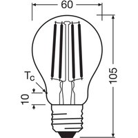 OSRAM traditionell glödlampa Filament E27 3,8W 827 energiklass A 3-pack