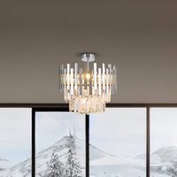 Eko-Light Aspen ceiling lamp, chrome-coloured metal, glass crystals, Ø 45 cm