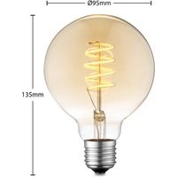 Lucande LED-lampa E27 G95 4W 2 700 K dimbar bärnstensfärgad