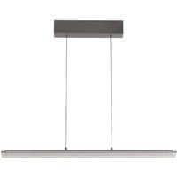 FISCHER & HONSEL Torvi LED hanging light, sand grey/smoke grey, 88 cm metal/glass