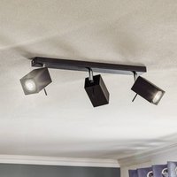 SOLLUX LIGHTING Ceiling spotlight Square, black, 3-bulb