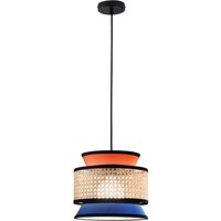 Luce Ambiente Design Hänglampa Gazebo, orange/blå/natur, Ø 26 cm, tyg/rotting