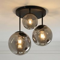 Lindby taklampa Teeja, smoke, 3 lampor, Ø47cm, glas, E27