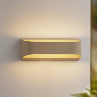 Lindby LED-utomhusvägglampa Lenore, beige, metall, 36,5 cm