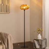 Domiluce Vento floor lamp, black/gold, metal, Ø 40 cm, E27