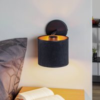 EMIBIG LIGHTING Jari wall lamp with fabric shade, black and gold